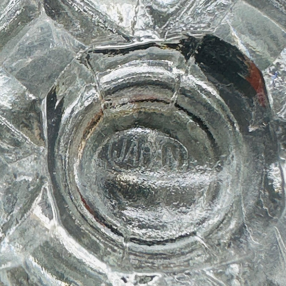 Japan Vintage Clear Pressed Glass Diamond Point Pedestal Cigarette Holder / Vase - Picture 5 of 6